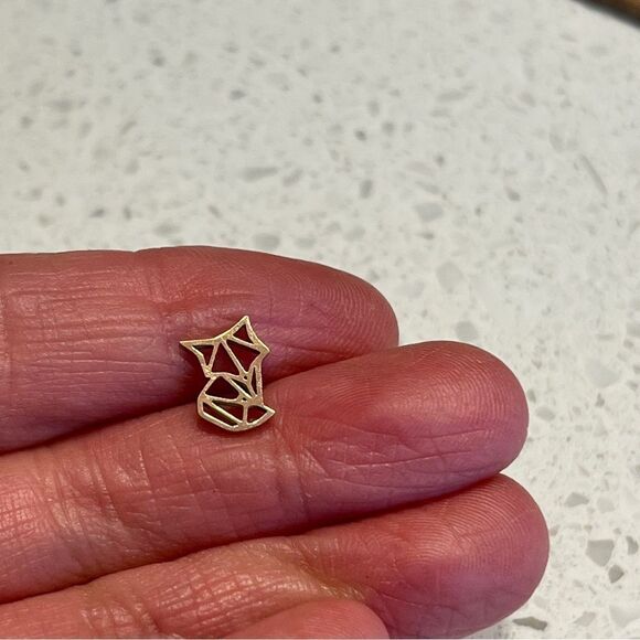 Stainless Steel Cute Fox Ear Studs Rose Gold Origami Animal Earrings - Picture 5 of 8